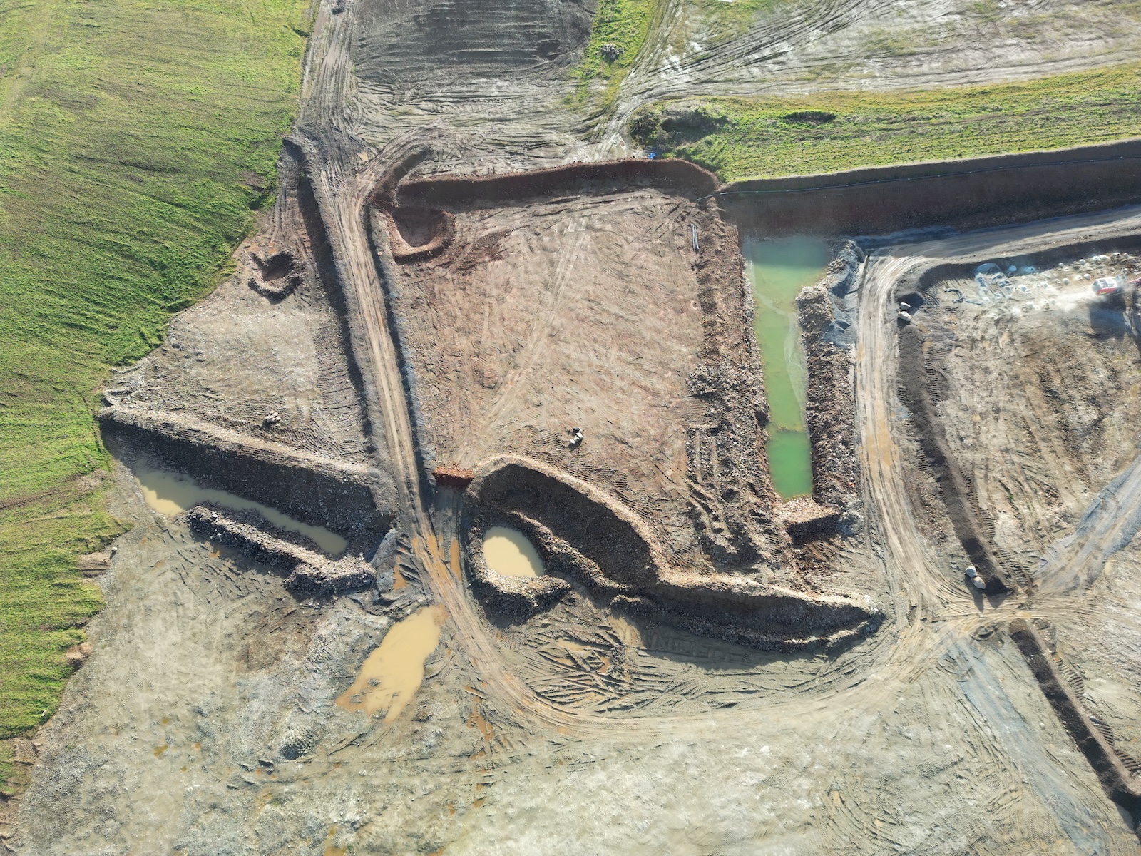 Aerial survey of construction site from drone