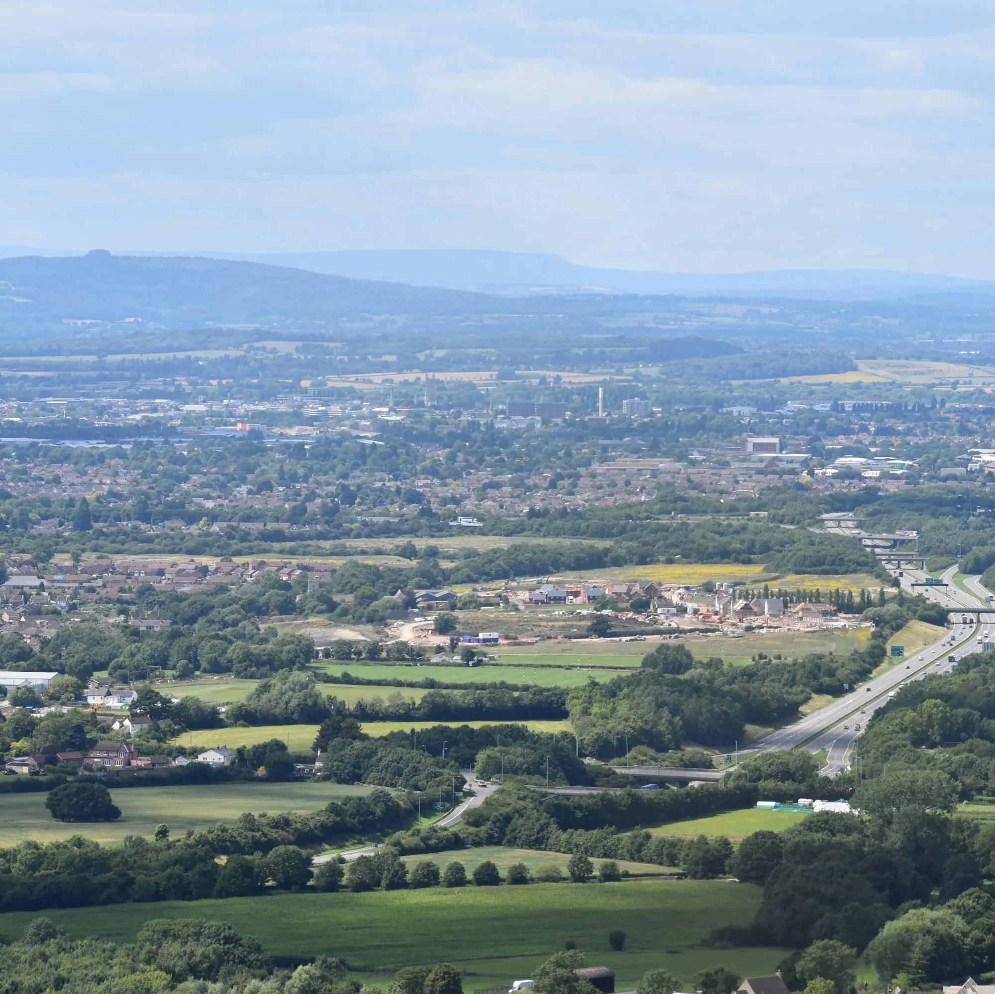 Aerial drone view of farmland near Cheltenham