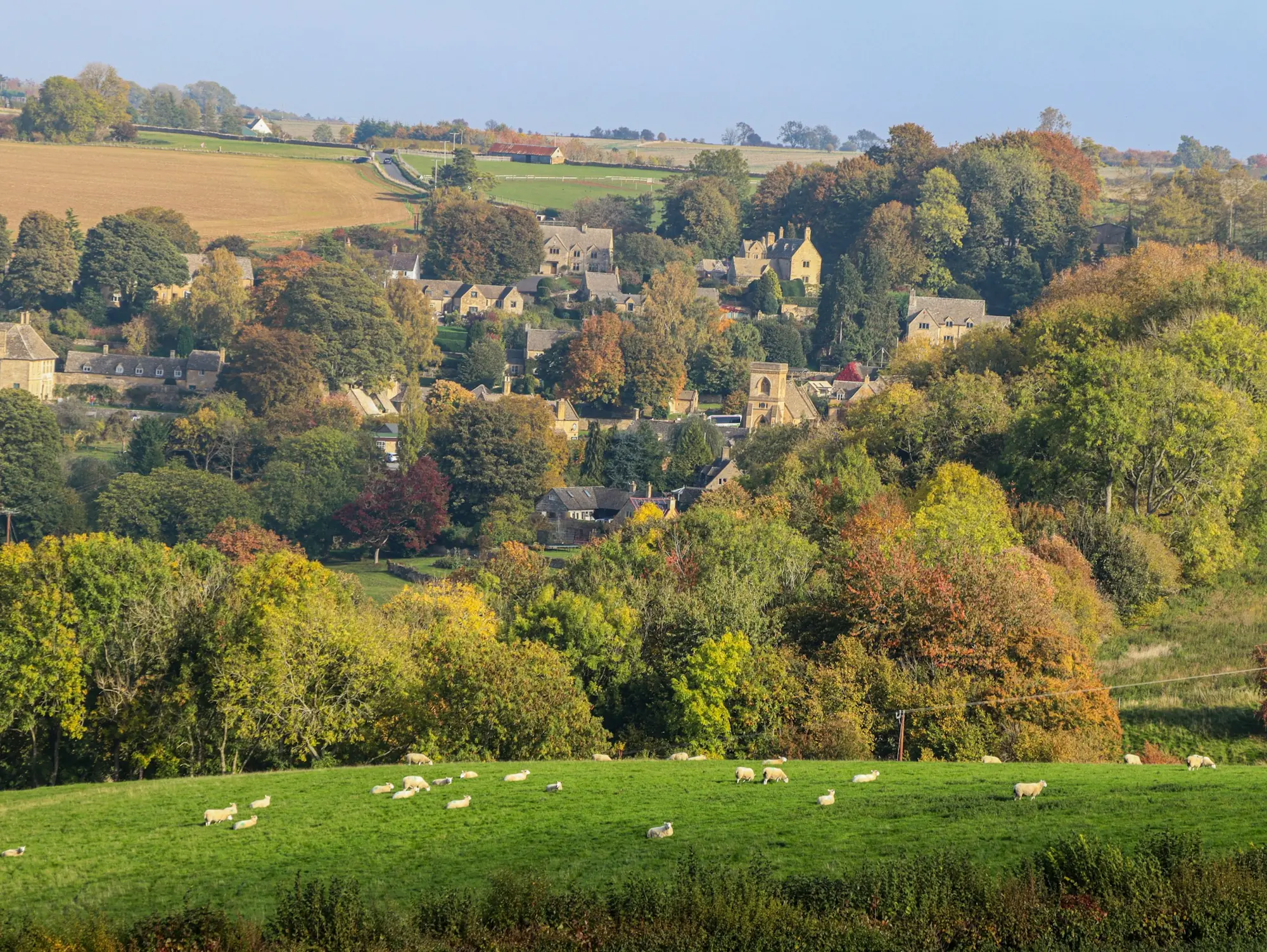 Aerial drone view of farmland near Cirencester