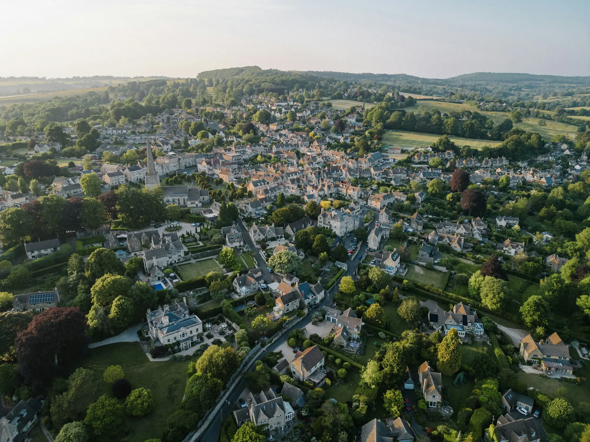 Aerial drone view of farmland near Worcester